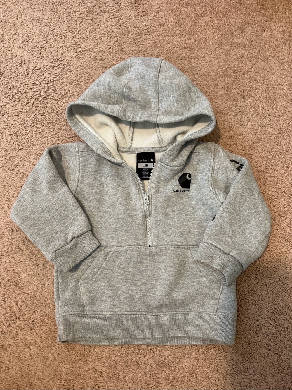 Carhartt Toddler Gray Half-Zip Hooded Sweatshirt